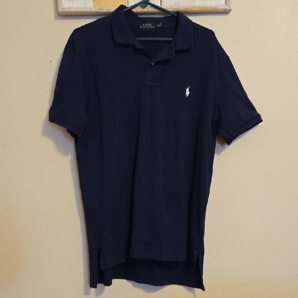 Mens Ralph Lauren Polo Navy Blue Polo Shirt Sz Large